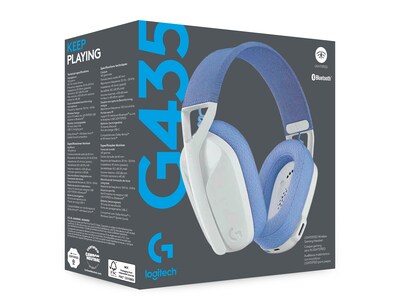 Logitech G435 Noise Canceling Bluetooth Over-the-Ear Gaming Headset, Off-White/Lilac (981-001073)