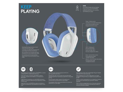 Logitech G435 Noise Canceling Bluetooth Over-the-Ear Gaming Headset, Off-White/Lilac (981-001073)