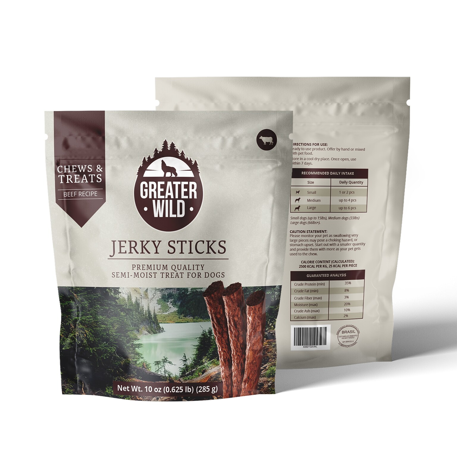 Greater Wild Tender Jerky Sticks for Dogs, Beef, 10 oz. (PGN300002)