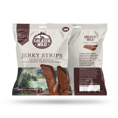 Greater Wild Tender Jerky Strips for Dogs, Beef, 2.3 oz., 8/Pack (TBN203133)
