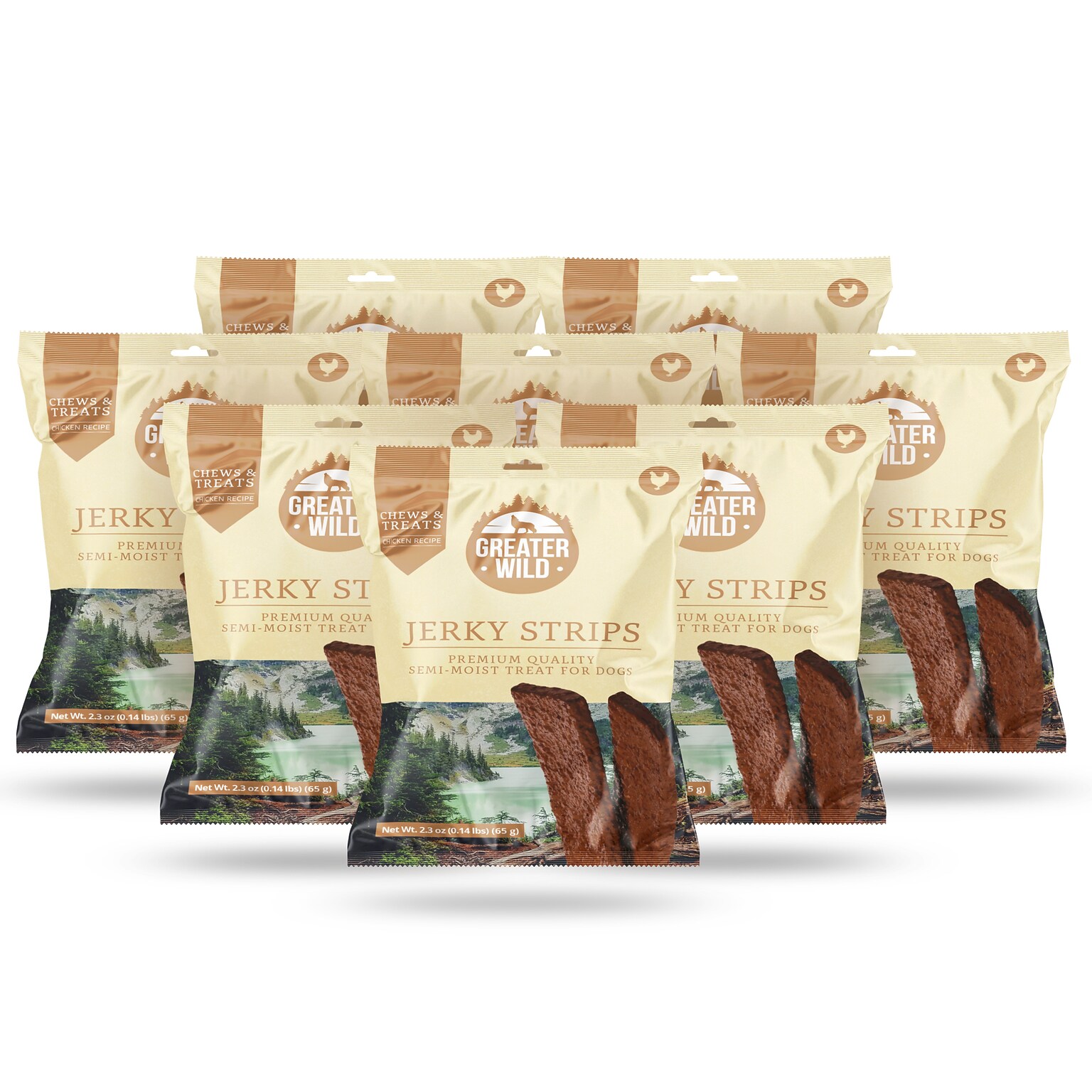 Greater Wild Tender Jerky Strips for Dogs, Chicken, 2.3 oz., 8/Pack (TBN203134)