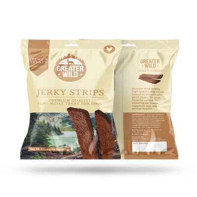 Greater Wild Tender Jerky Strips for Dogs, Chicken, 2.3 oz., 8/Pack (TBN203134)