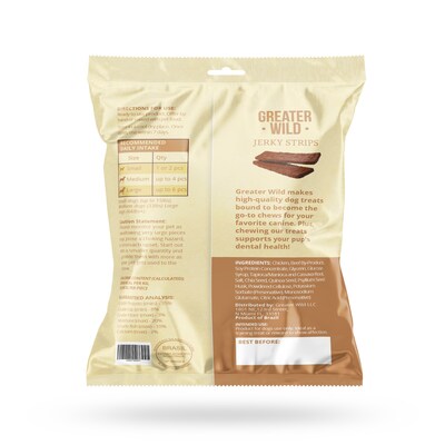 Greater Wild Tender Jerky Strips for Dogs, Chicken, 2.3 oz., 8/Pack (TBN203134)