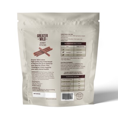 Greater Wild Tender Jerky Sticks for Dogs, Beef, 10 oz. (PGN300002)
