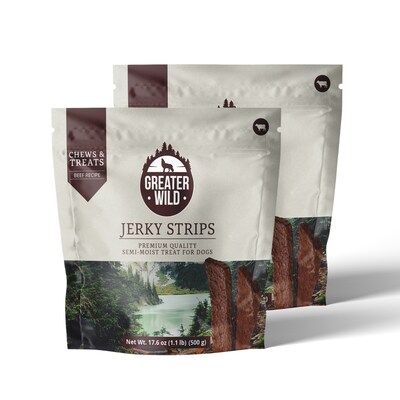 Greater Wild Tender Jerky Strips for Dogs, Beef, 17.6 oz., 2/Pack (TBN203096)