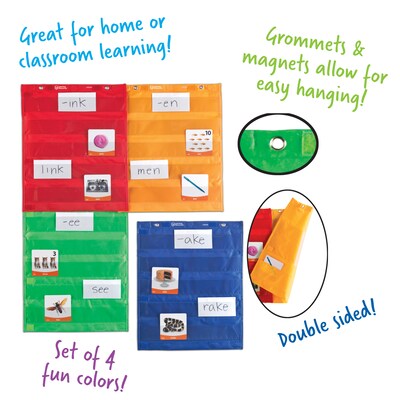 Learning Resources Magnetic Pocket Chart Squares, 17" x 14", 4 Pack (LER2384)