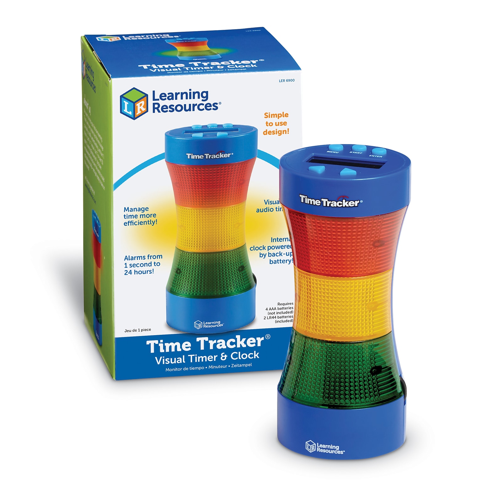 Learning Resources Time Tracker, Visual Timer & Clock, Multicolored (LER6900)