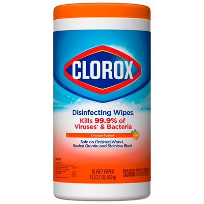 Clorox Disinfecting Wipes, Bleach Free Cleaning Wipes, Orange Fusion - 75 Wipes (01686)