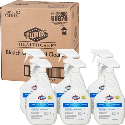 Clorox Healthcare Bleach Germicidal Cleaner Spray, 32 Ounces, 6 Bottles/Case (68970)