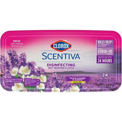 Clorox® Scentiva® Disinfecting Wet Mopping Pad Refills, Bleach Free, Tuscan Lavender & Jasmine, 24 Count Wet Refills (32033)