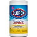 Clorox Disinfecting Wipes, Crisp Lemon Scent, 75 Wipes/Container, 6/Carton (01628CT)