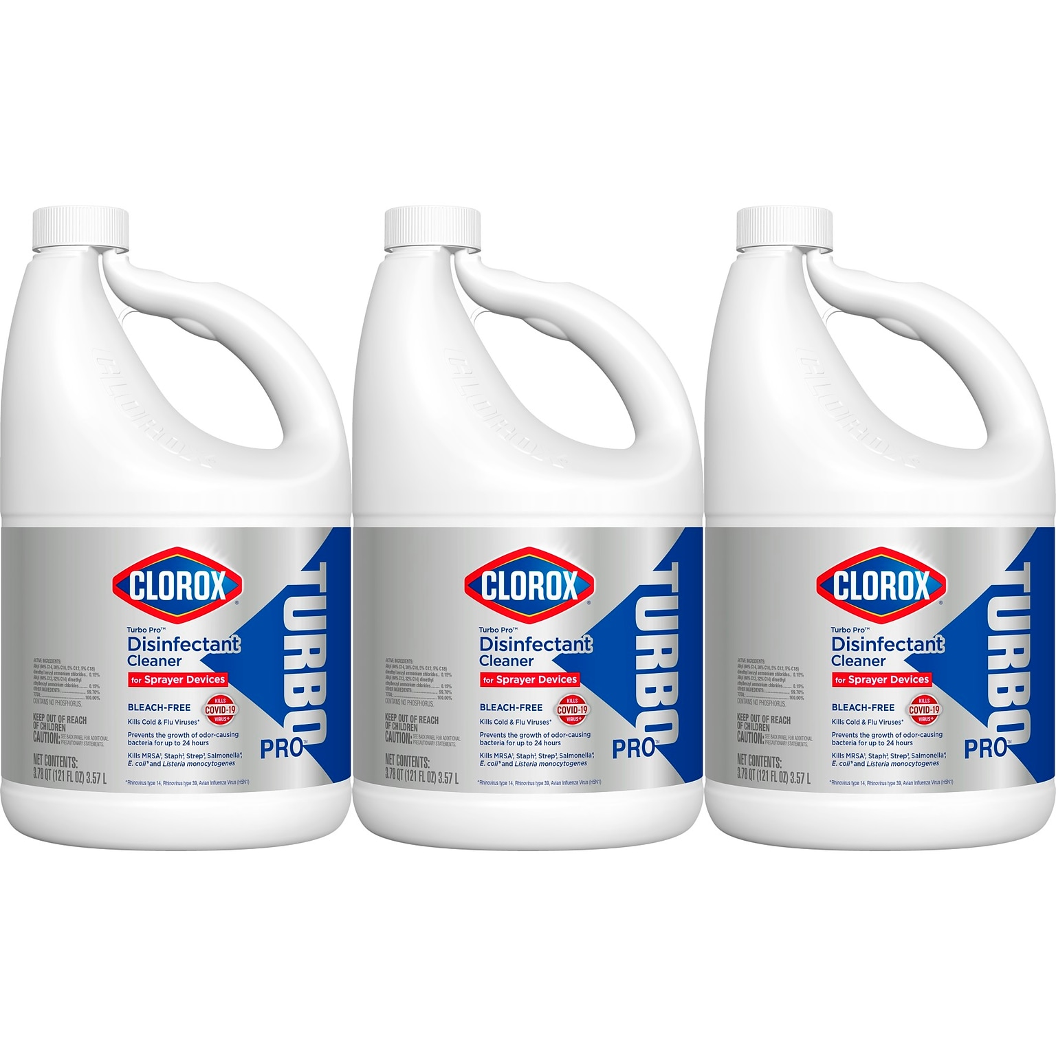 Clorox Turbo Pro All-Purpose Cleaners & Spray Disinfectant, Unscented, 121 oz., 3/Carton (60091CT)