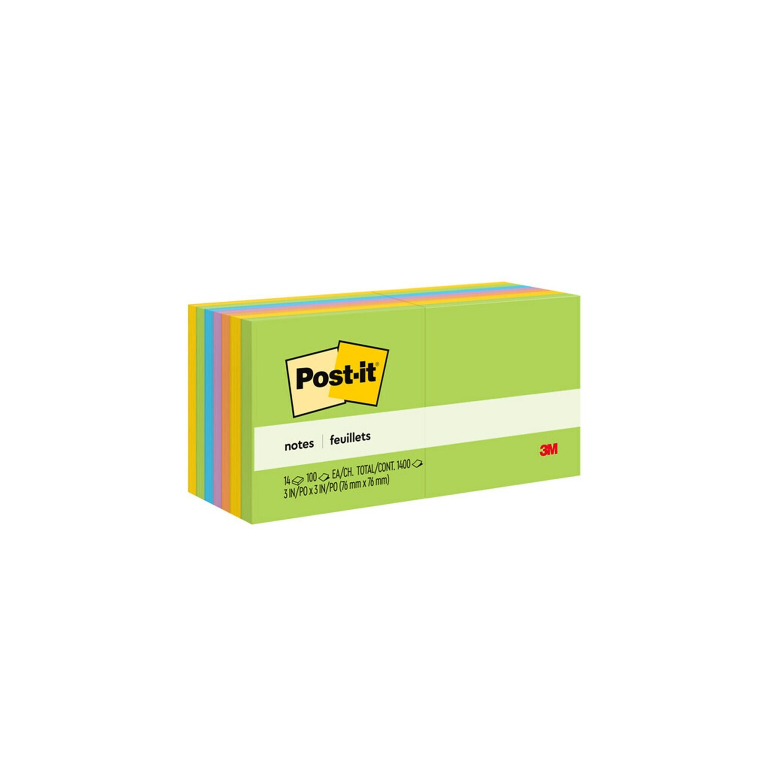 Post-it Notes, 3 x 3, Floral Fantasy Collection, 100 Sheets/Pad, 14 Pads/Pack (654-14AU)