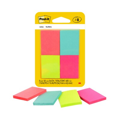 Post-it® Notes, 1 3/8x 1 7/8, Poptimistic Collection, 50 Sheets/Pad, 8 Pads/Pack (653-8AF)