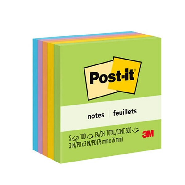 Post-it® Notes, 3 x 3, Floral Fantasy Collection, 100 Sheets/Pad, 5 Pads/Pack (654-5UC)
