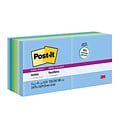 Post-it Recycled Super Sticky Notes, 3 x 3, Oasis Collection, 90 Sheet/Pad, 12 Pads/Pack (65412SST