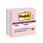Post-it® Recycled Super Sticky Notes, 3 x 3, Wanderlust Pastels Collection, 90 Sheets/Pad, 5 Pads/