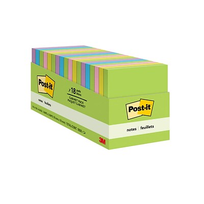 Post-it® Notes, 3 x 3, Floral Fantasy Collection, 100 Sheets/Pad, 18/Cabinet Pack (654-18BRCP)