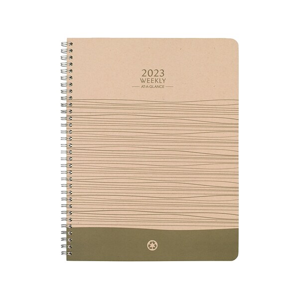 2023 AT-A-GLANCE Elevation Eco 8.5 x 11 Weekly & Monthly Planner, Kraft/Green (75-950R-11-23)