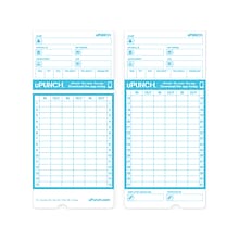 uPunch Pay-to-Punch Time Card for SB1200 Time Clock, 100/Pack (SBTCB1100)