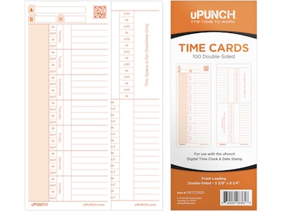 uPunch Time Card for PK1100 Time Clock, 100/Pack (PKTC1100)