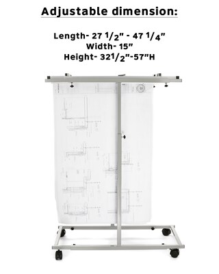 AdirOffice Steel Mobile Blueprint Storage, Vertical Plan Center with Hanging Clamps, Gray (614-6036)