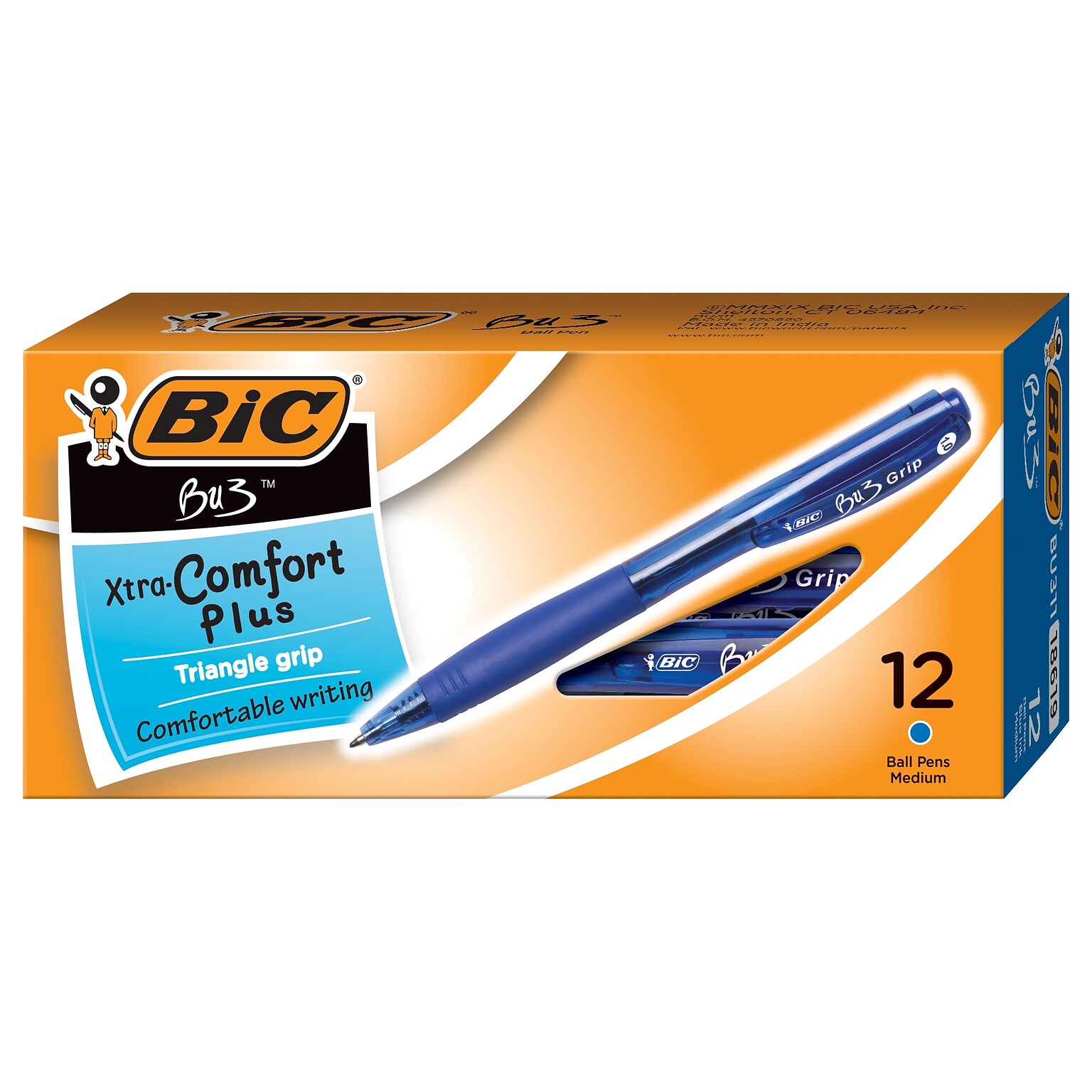 BIC Bu3 Retractable Ballpoint Pen, Medium Point, Blue Ink, Dozen (BU311-BLU)