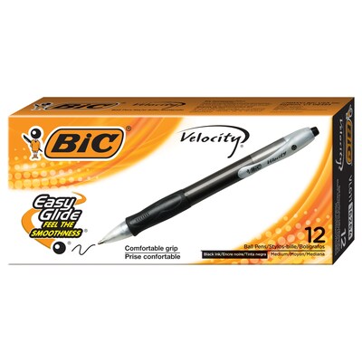 BIC Velocity Retractable Ballpoint Pens, Medium Point, Black Ink, Dozen (VLG11-BLK)