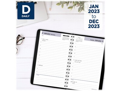 2023 AT-A-GLANCE DayMinder 5 x 8 Daily Appointment Book, Black (SK44-00-23)
