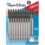 Paper Mate InkJoy 100 RT Retractable Ballpoint Pen, Medium Point, Black Ink, 20/Pack (1951395)