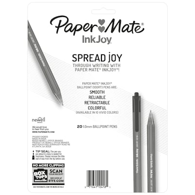 Paper Mate InkJoy 50ST Medium 1 mm Black Ink/Clear Barrel Stick Ballpoint  Pen -- 12 per case
