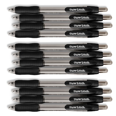 Paper Mate Profile Retractable Ballpoint Pens, Bold Point, 1.4mm, Black Ink, Dozen (89465)