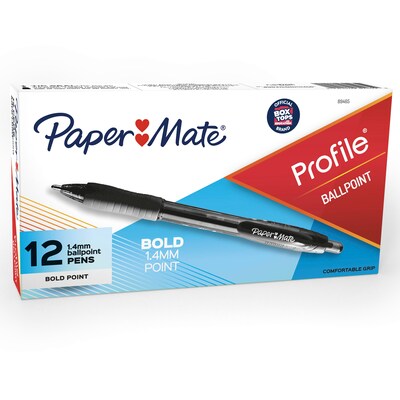 Paper Mate Profile Retractable Ballpoint Pen, Bold Point, Black Ink, Dozen (89465)