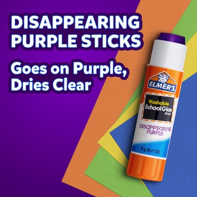 5 pk Elmer's Nontoxic School Glue goes on Purple Dries Clear Washable 4oz  each