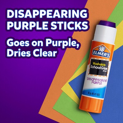 Elmers School Washable Glue Sticks, 0.21 oz., Purple, 2/Pack (E522)