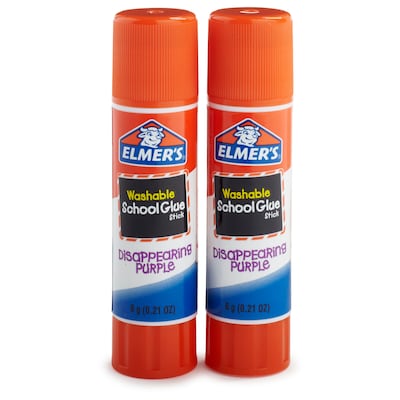 Elmer's School Washable Glue Sticks, 0.21 oz., Purple, 2/Pack (E522)