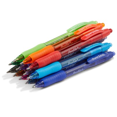 Paper Mate Profile Retractable Ballpoint Pen, Bold Point, Assorted Ink, Dozen (1788863)