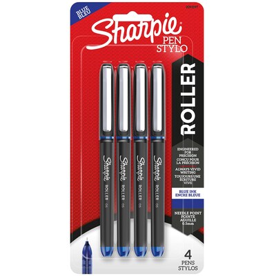 Sharpie Rollerball Pen, Needle Point  Precision Pen, Blue Ink, 4/Pack (2093197)