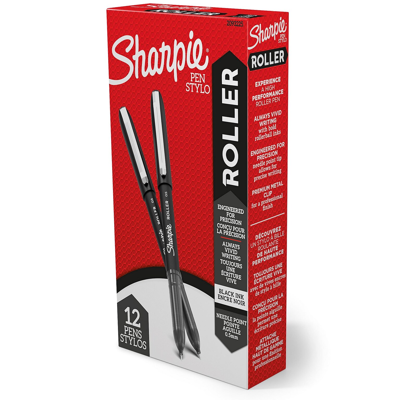 Sharpie Rollerball Pen, Needle Point  Precision Pen, Black Ink, Dozen (2093225)