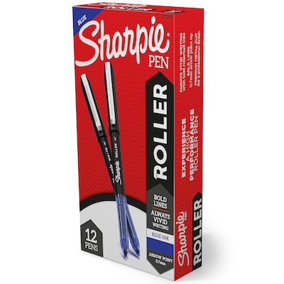 Sharpie Rollerball Pen, Arrow Point  Pen for Bold Lines, Blue Ink, Dozen (2101306)