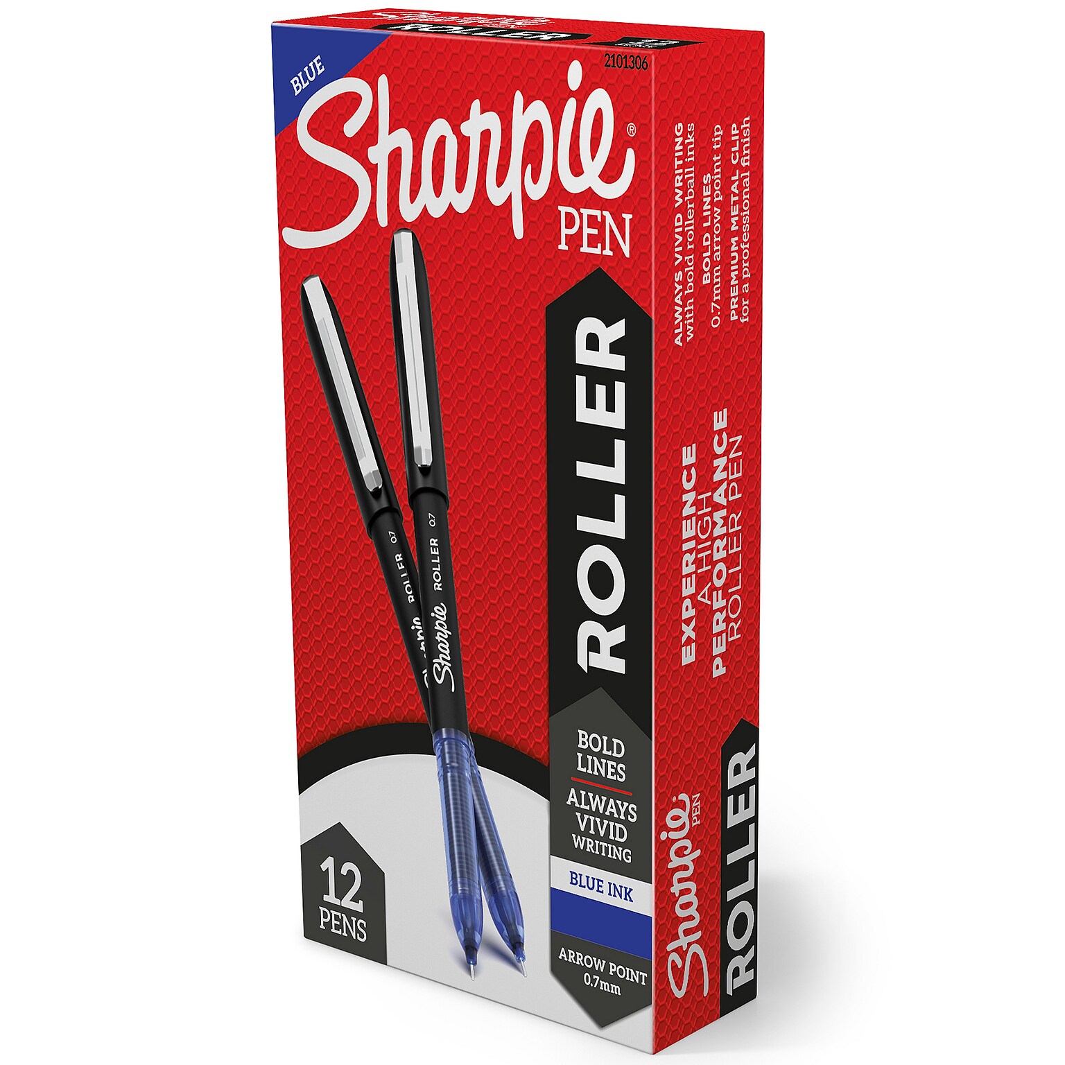 Sharpie Rollerball Pen, Arrow Point  Pen for Bold Lines, Blue Ink, Dozen (2101306)