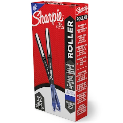 Sharpie Rollerball Pens, 0.5 mm, Needle Point Precision, Blue Ink, Dozen (2093199)