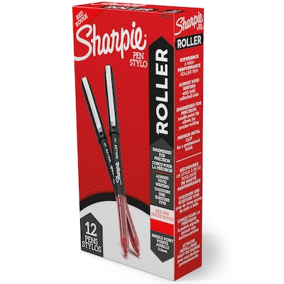 Sharpie Rollerball Pen, Needle Point  Precision Pen, Red Ink, Dozen (2093226)