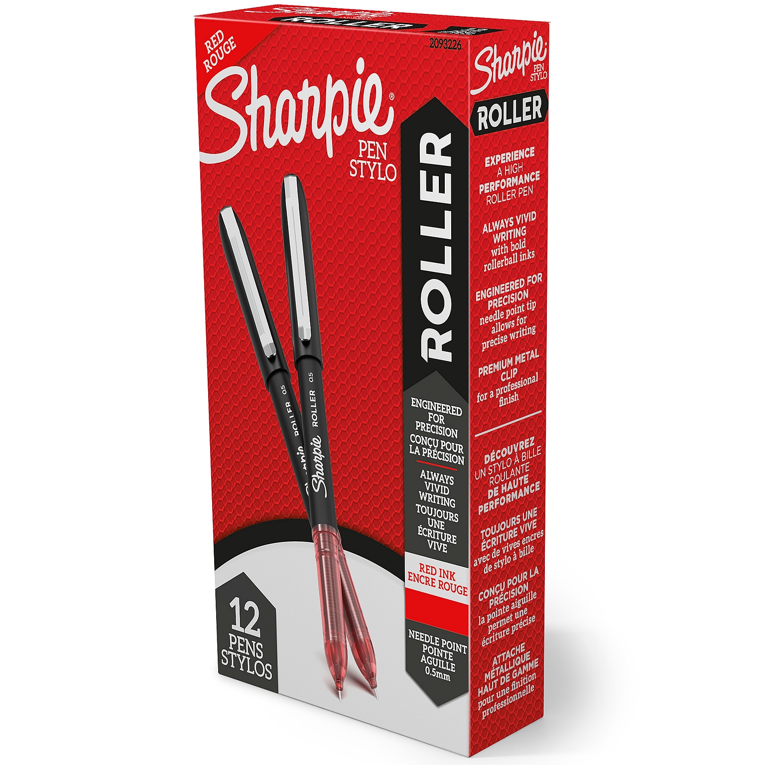 Sharpie Rollerball Pen, Needle Point  Precision Pen, Red Ink, Dozen (2093226)