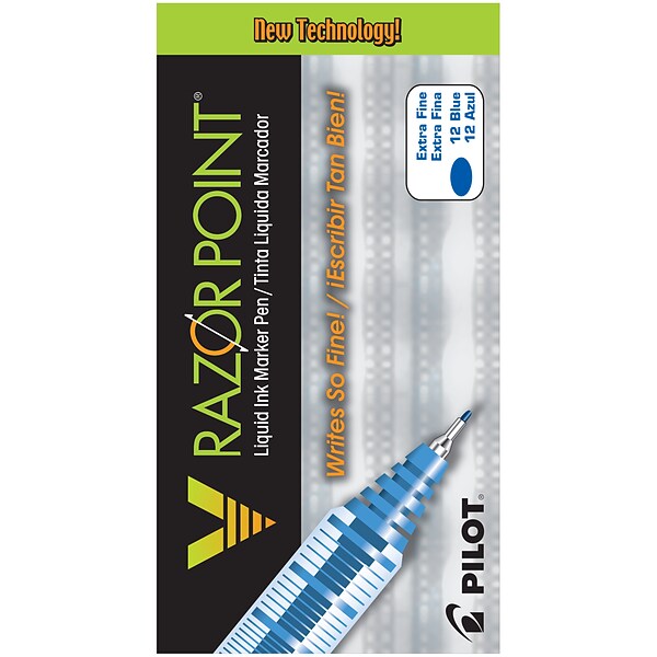 Pilot V Razor Point Liquid Ink Marker Pens, Extra Fine Point, Blue Ink ...