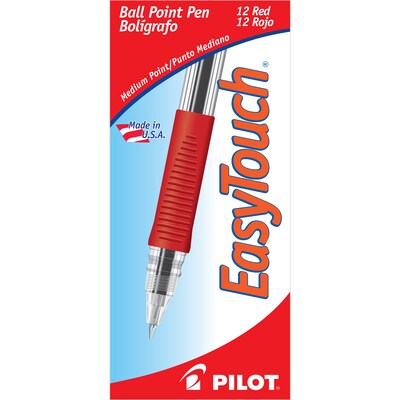 Pilot EasyTouch Ballpoint Pens, Medium Point, Red Ink, Dozen (32012)