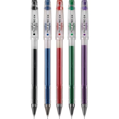 Pilot G-Tec-C Gel Pens, Ultra Fine Point, Assorted Ink, 5/Pack (35480)