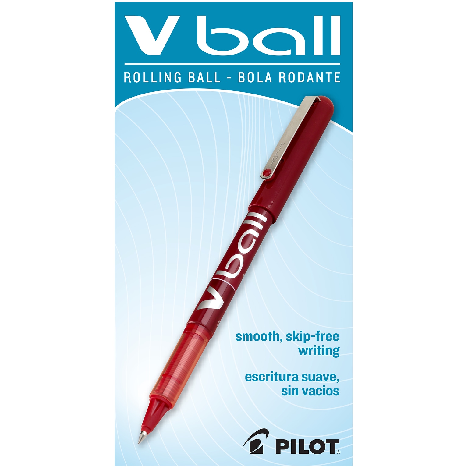 Pilot VBall Rollerball Pens, Extra Fine Point, Red Ink, Dozen (35202)