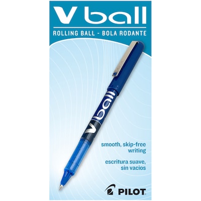 Pilot VBall Rollerball Pens, Extra Fine Point, Blue Ink, Dozen (35201)