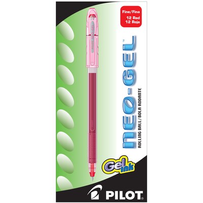 Pilot Neo-Gel Gel Pens, Fine Point, Red Ink, Dozen (14003)